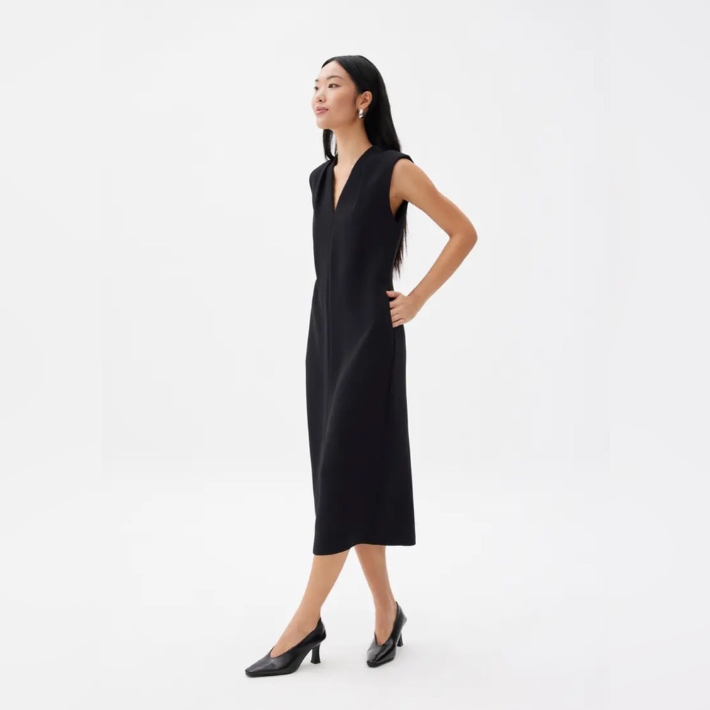 NWT Love Bonito Black Tailored Midi Dress Structured V Neck Office Size 6